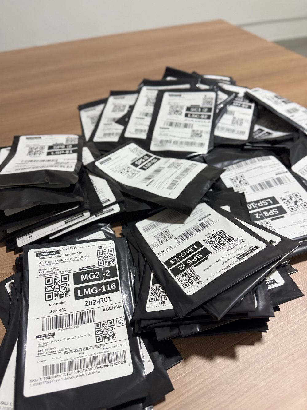 Pedidos etiquetados com FNSKU prontos para envio ao Full e FBA